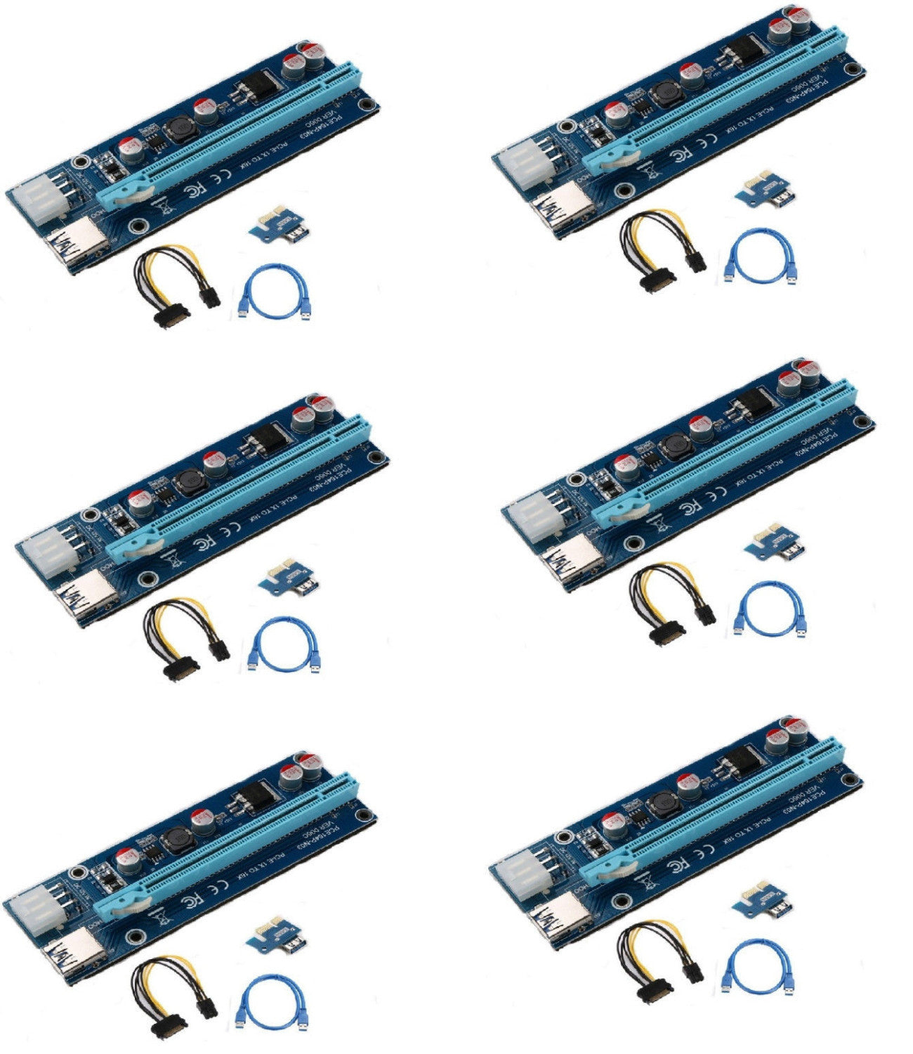 6-Pack V006C PCI-E 16x to 1x Powered Riser – Deep In The Mines LLC